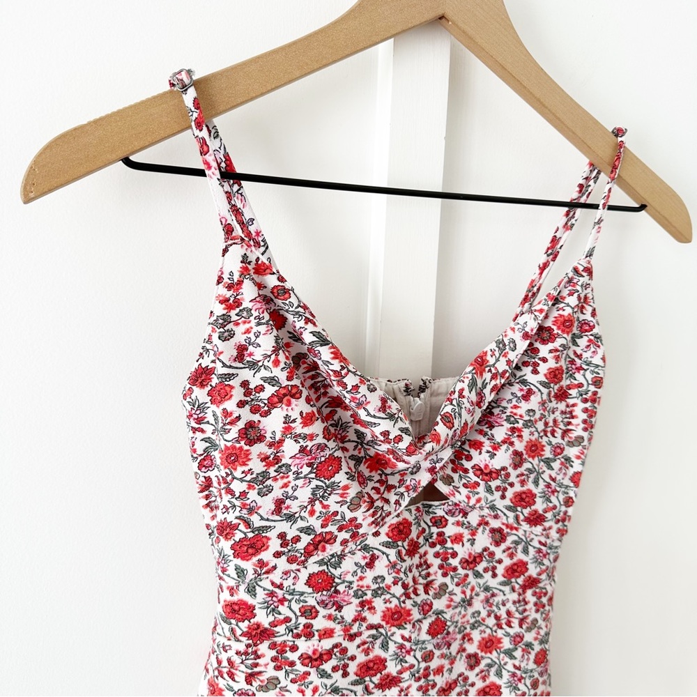 Abercrombie Red Floral Twist Front Mini Dress - image 2